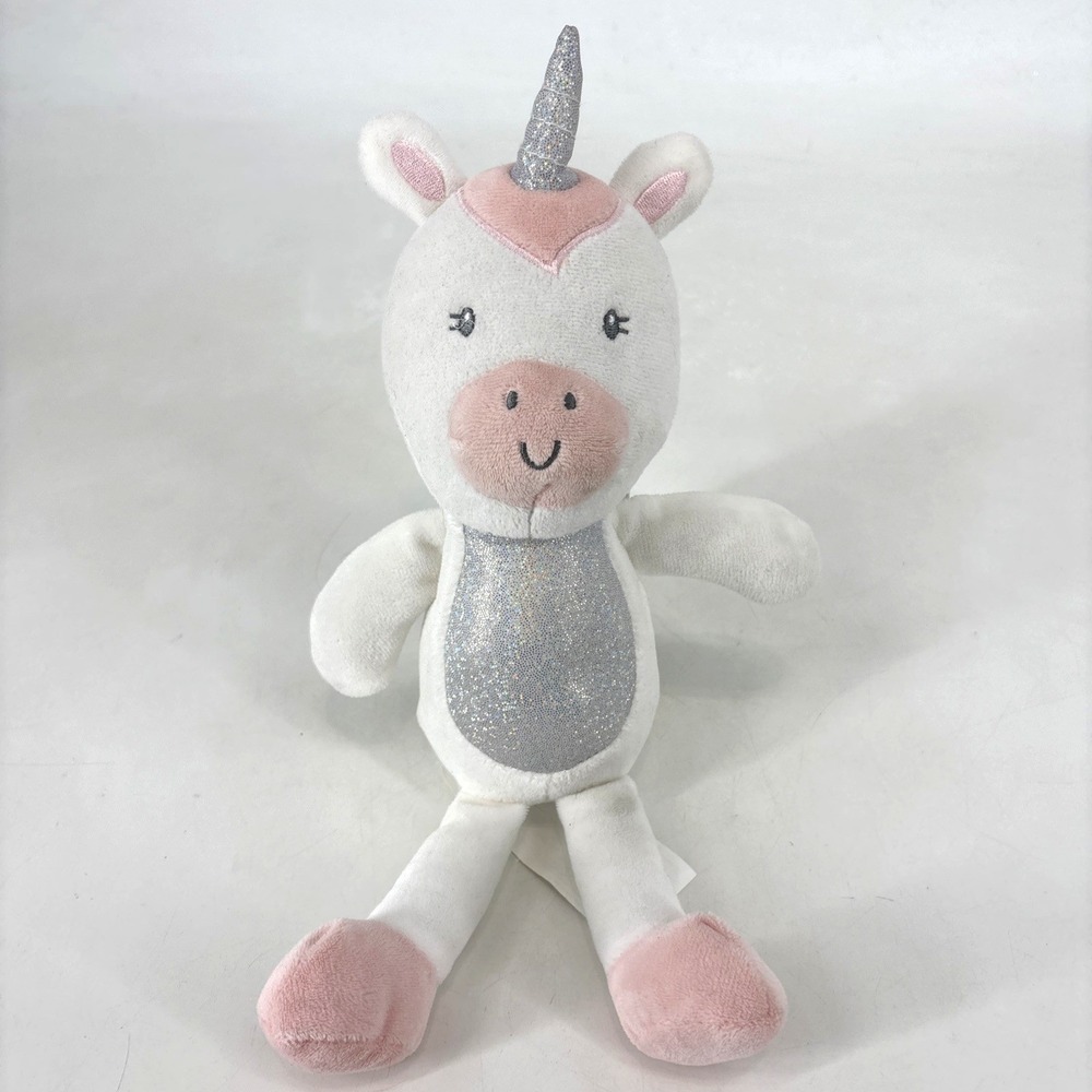 Baby‎ Gear Unicorn Plush Stuffed Lovey 12" White Sparkle Horn & Tummy